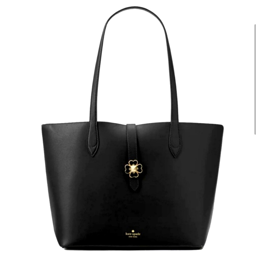 NWT ♠️ KATE SPADE SMALL KACI TOTE IN BLACK WITH GORGEOUS PINK INTERIOR